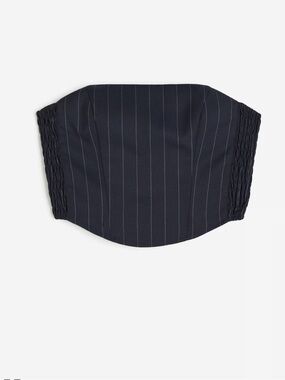 Navy Pinstripe Strapless Corset Top